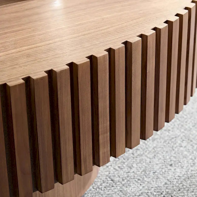 Round Coffee Table with Pedestal Base and Natural Ash Grain