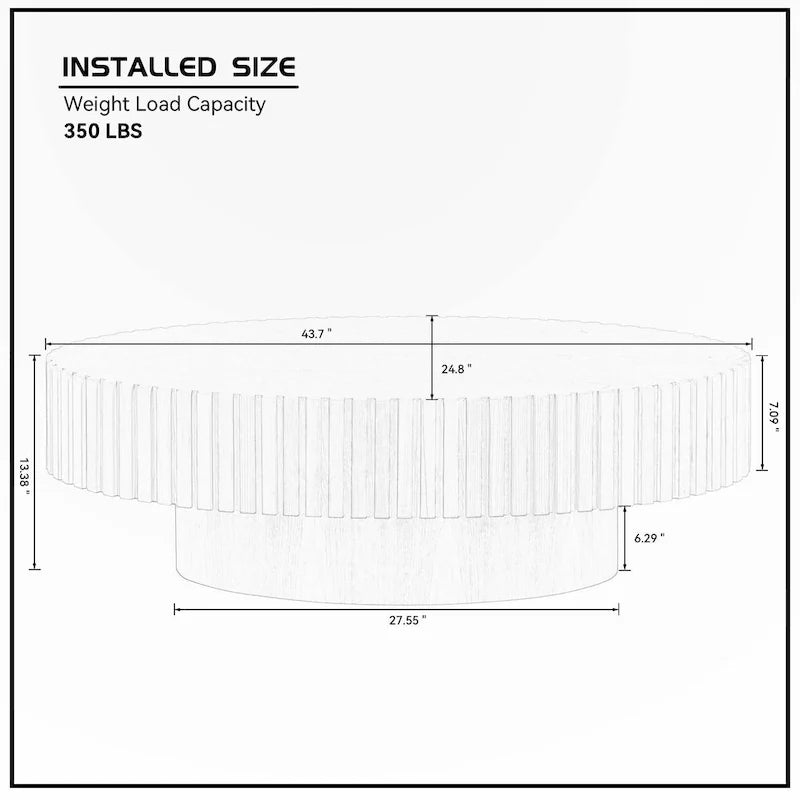 Round Coffee Table with Pedestal Base and Natural Ash Grain