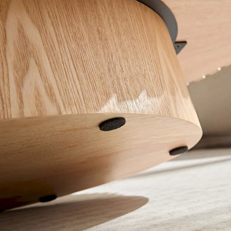 Round Coffee Table with Pedestal Base and Natural Ash Grain