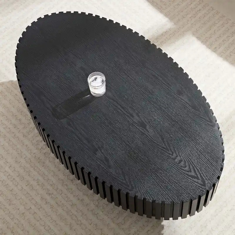 Round Coffee Table with Pedestal Base and Natural Ash Grain