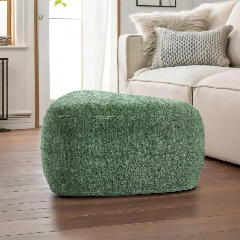 Triangular Chenille Fabric Pouf Ottoman