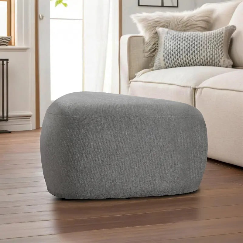 Triangular Chenille Fabric Pouf Ottoman