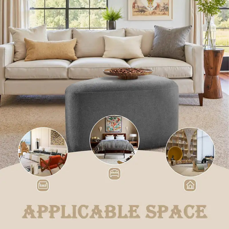 Triangular Chenille Fabric Pouf Ottoman