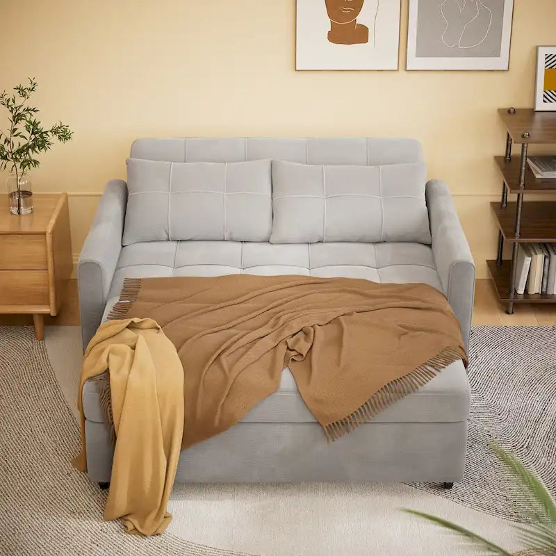 Convertible Sleeper Loveseat with Pull-Out Bed and Adjustable Backrest