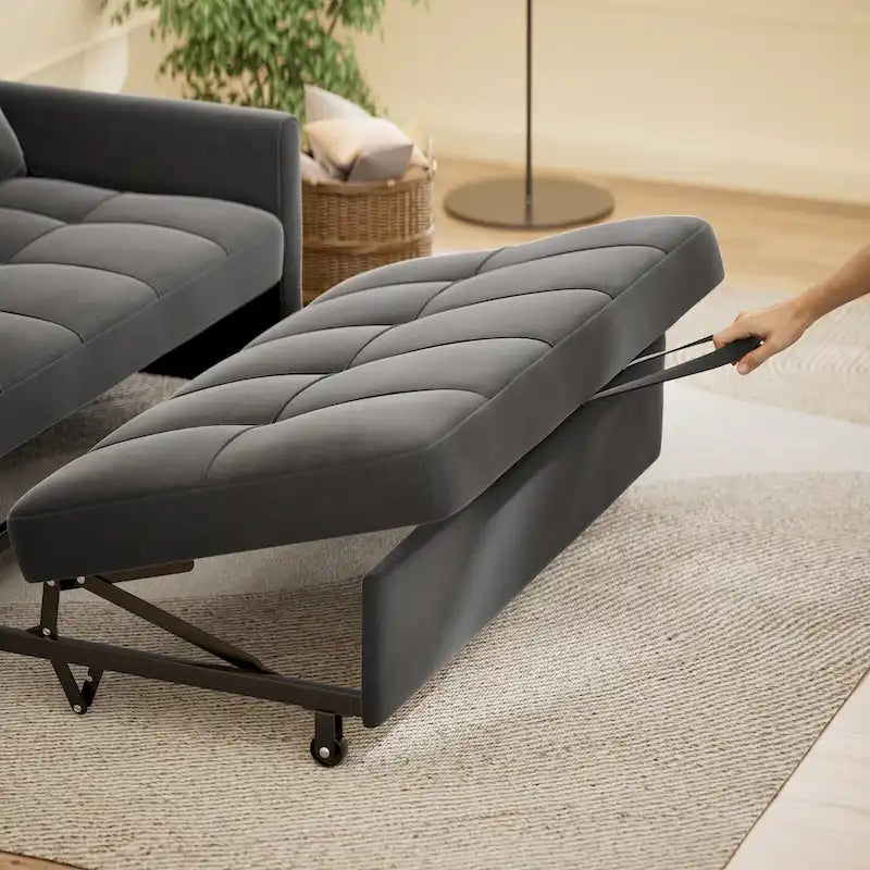 Convertible Sleeper Loveseat with Pull-Out Bed and Adjustable Backrest