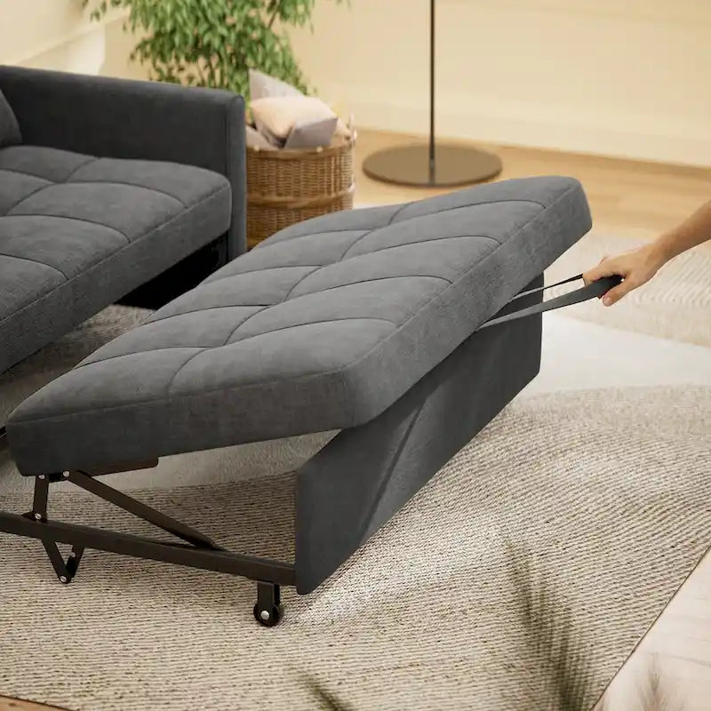 Convertible Sleeper Loveseat with Pull-Out Bed and Adjustable Backrest