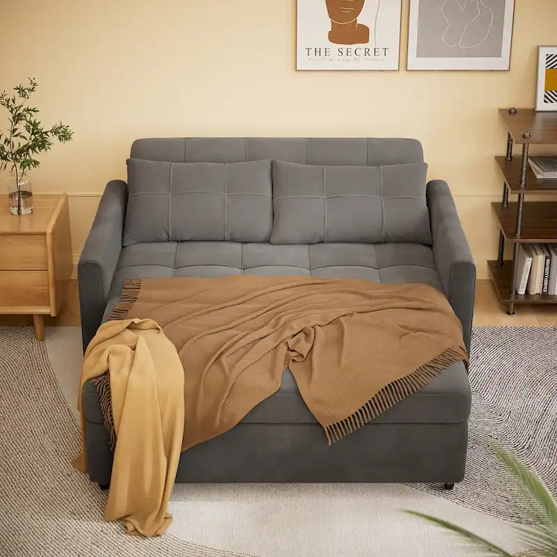 Convertible Sleeper Loveseat with Pull-Out Bed and Adjustable Backrest