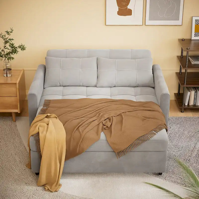 Convertible Sleeper Loveseat with Pull-Out Bed and Adjustable Backrest