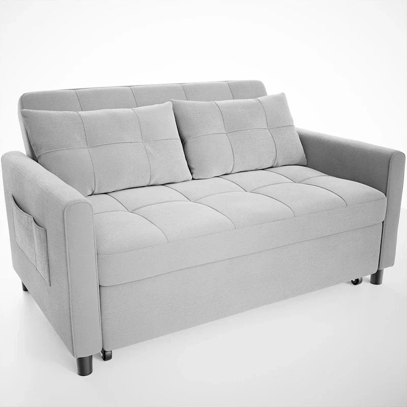Convertible Sleeper Loveseat with Pull-Out Bed and Adjustable Backrest