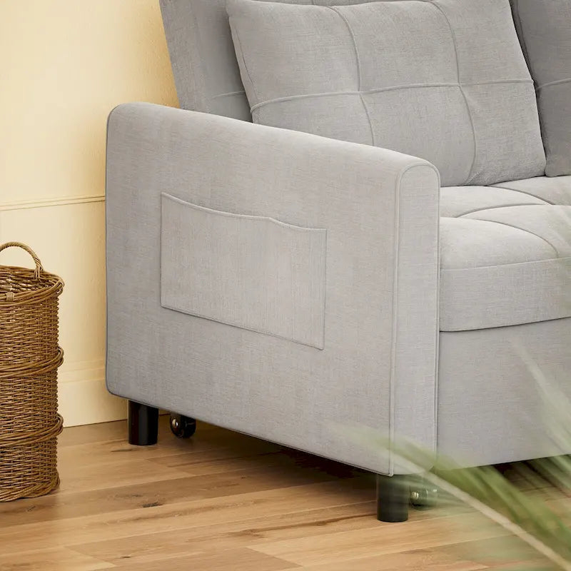 Convertible Sleeper Loveseat with Pull-Out Bed and Adjustable Backrest