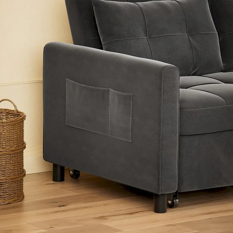 Convertible Sleeper Loveseat with Pull-Out Bed and Adjustable Backrest