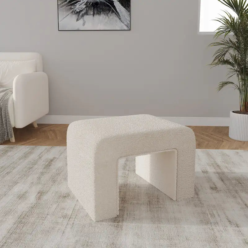 Vint 26 Modern Bench Upholstered in Velvet or Boucle With Padded Foam Seat for Living Room Bedroom Home Office