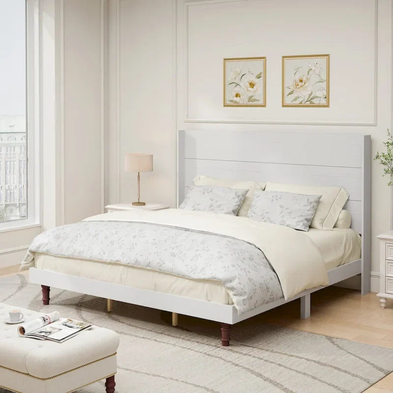 King Size Platform Bed with High Headboard
