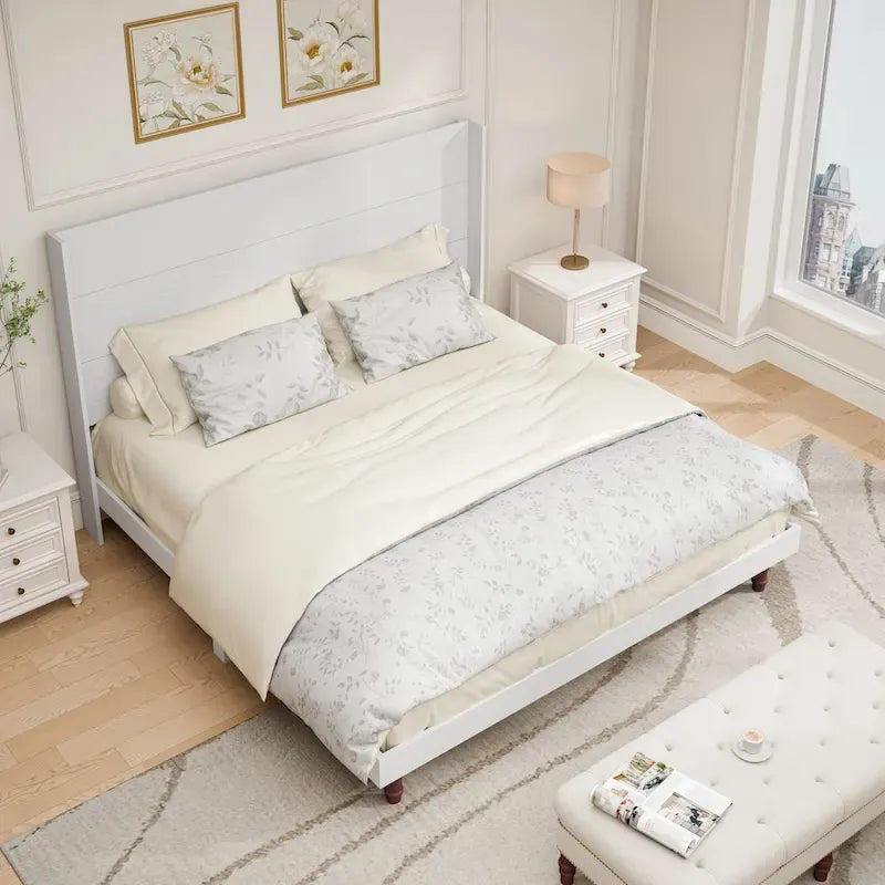 King Size Platform Bed with High Headboard