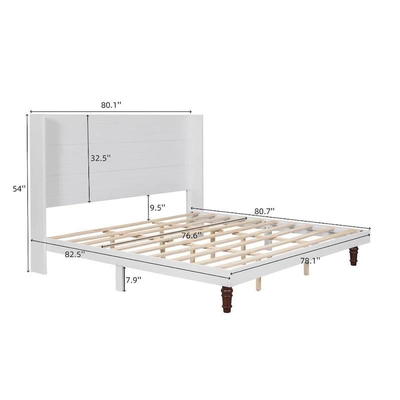 King Size Platform Bed with High Headboard