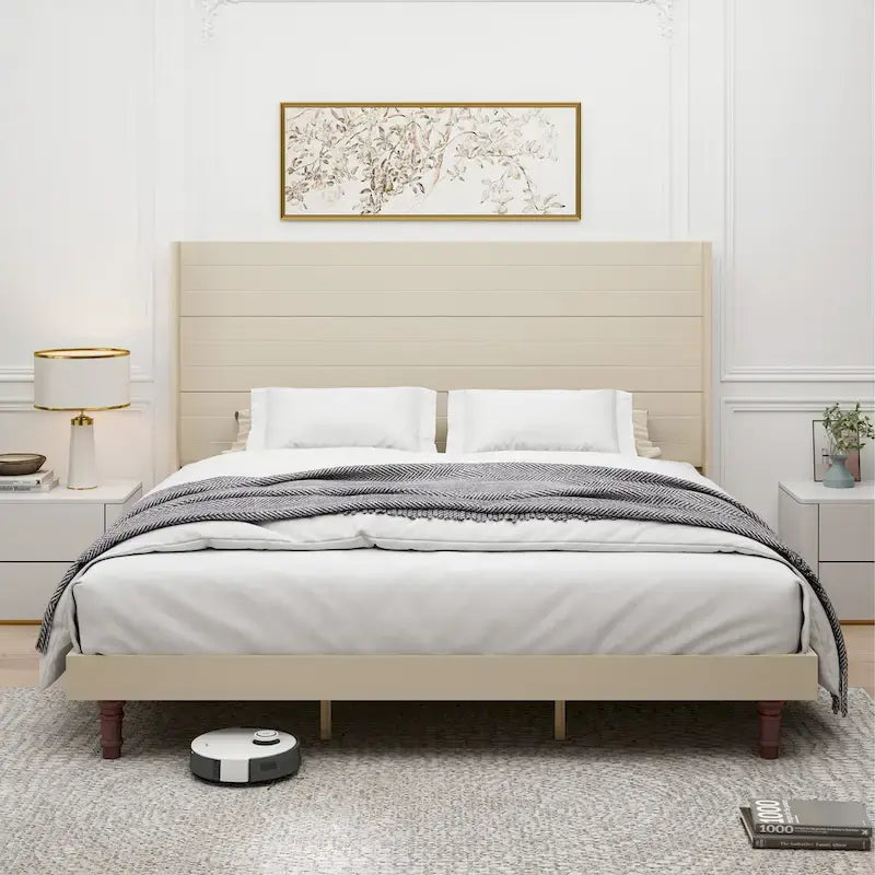 King Size Platform Bed with High Headboard