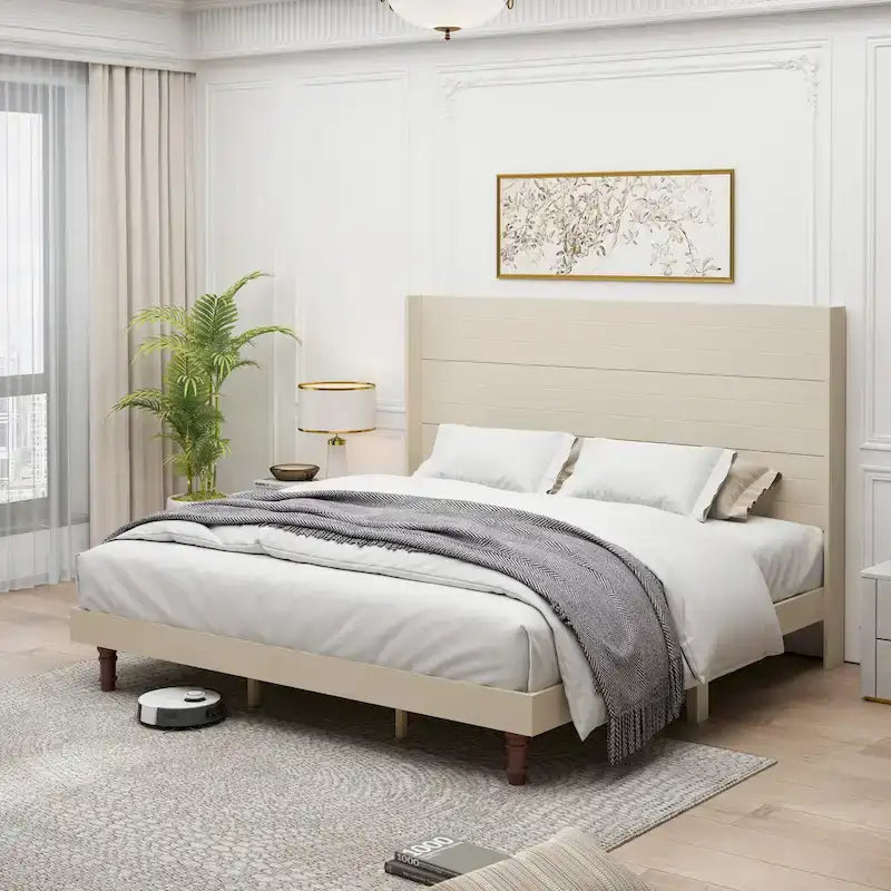 King Size Platform Bed with High Headboard