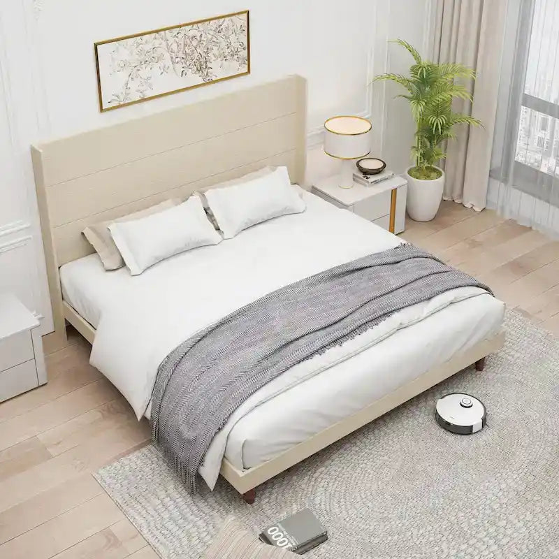 King Size Platform Bed with High Headboard