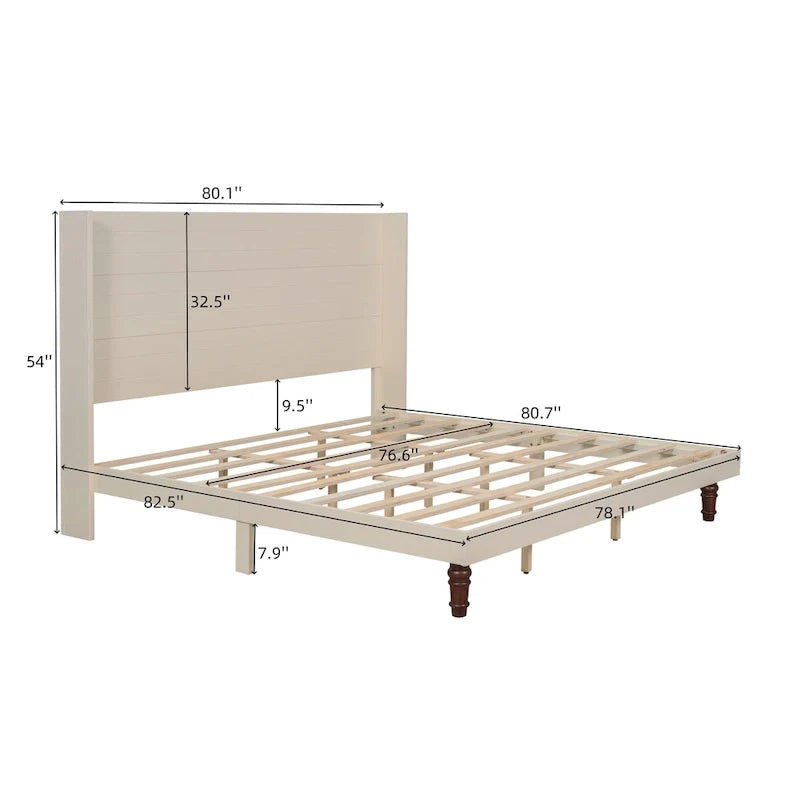 King Size Platform Bed with High Headboard