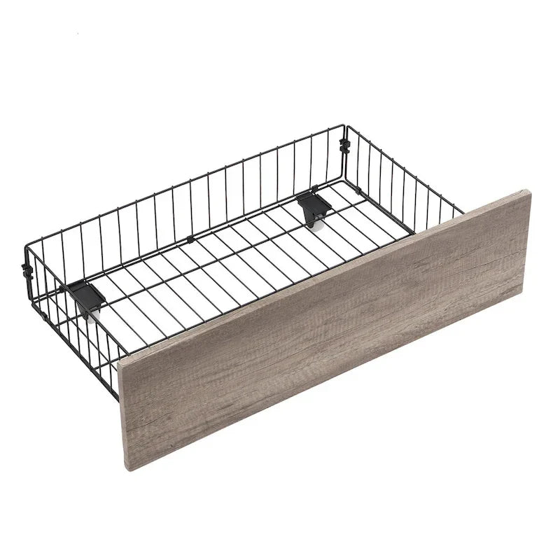 Full Size Metal Platform Bed with Wooden Headboard