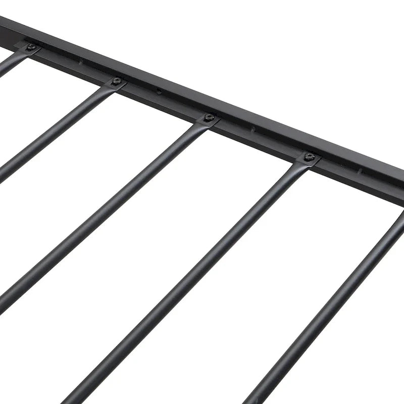 Full Size Metal Platform Bed with Wooden Headboard