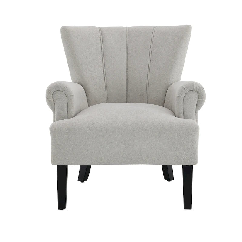 Grey Upholstered Armchair with Channel Back and High-Density Foam