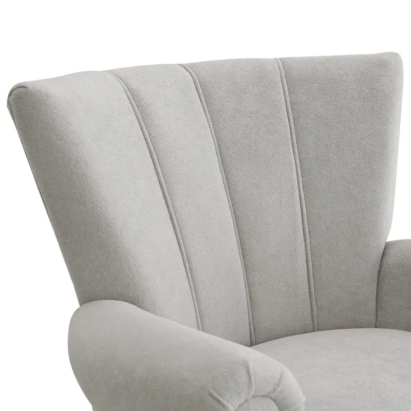 Grey Upholstered Armchair with Channel Back and High-Density Foam