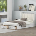 Full Size Platform Bed with Linen Headboard and 2 Drawers