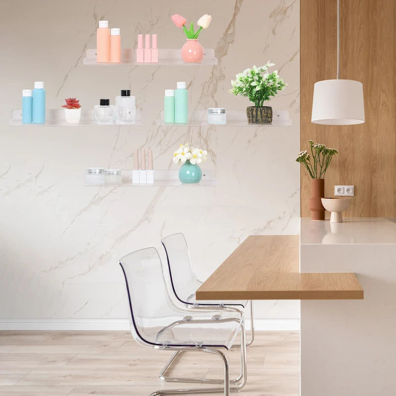 Acrylic Floating Shelves for Wall, Clear Acrylic Shelves for Bathroom Bedroom Living Room Wall Mounted Display Shelf Clear
