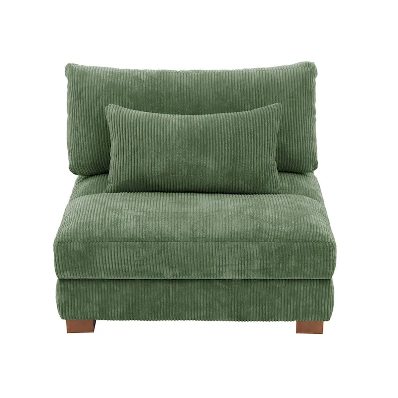 Corduroy Upholstered Armless Accent Chair with Adjustable Headrest