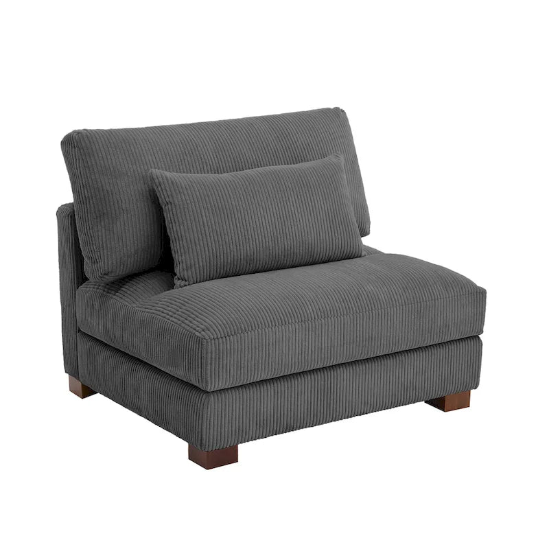 Corduroy Upholstered Armless Accent Chair with Adjustable Headrest