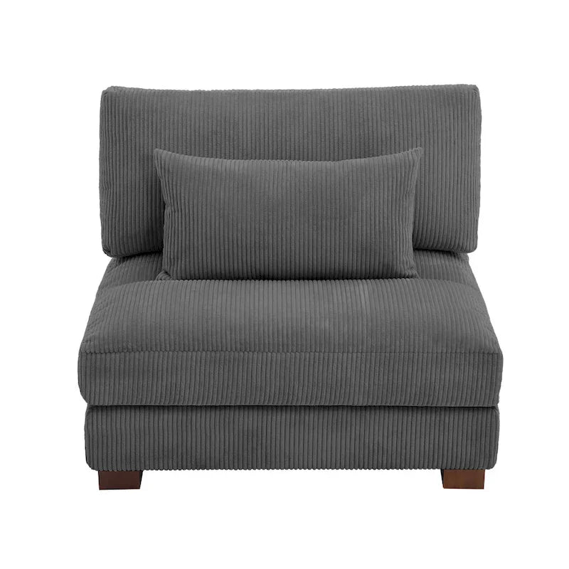 Corduroy Upholstered Armless Accent Chair with Adjustable Headrest