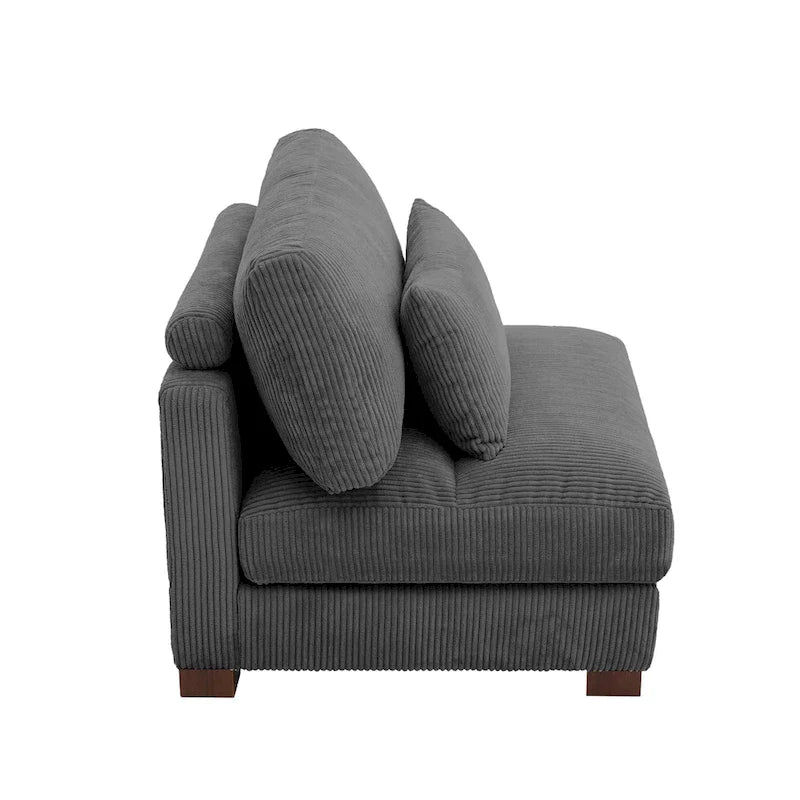 Corduroy Upholstered Armless Accent Chair with Adjustable Headrest