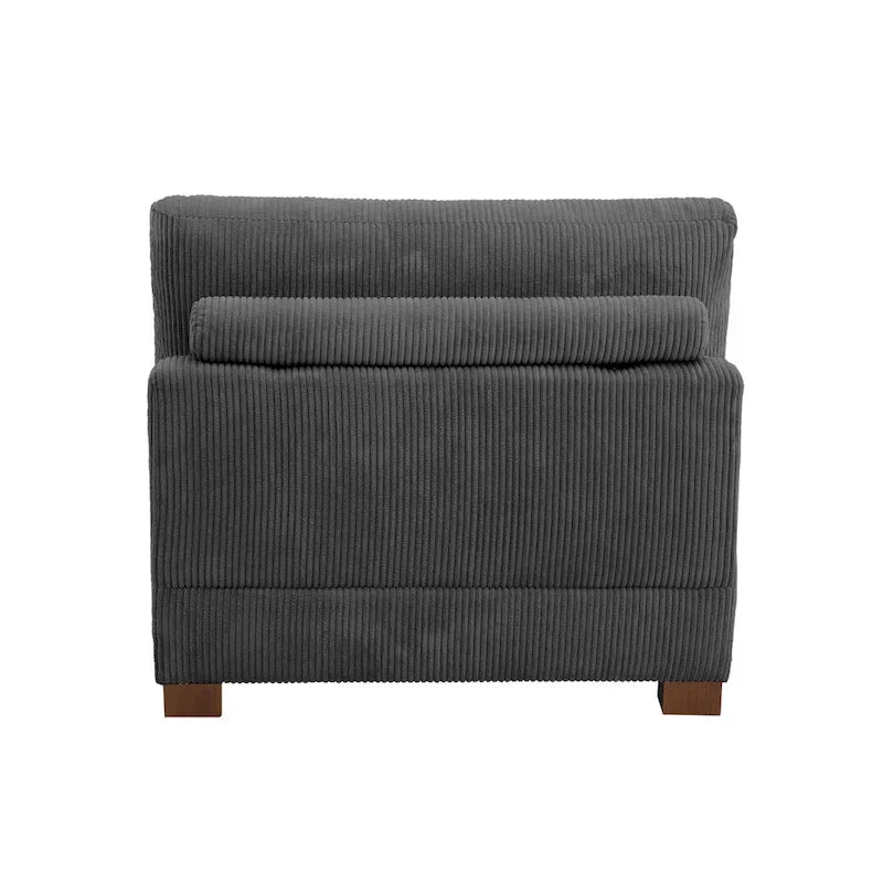Corduroy Upholstered Armless Accent Chair with Adjustable Headrest