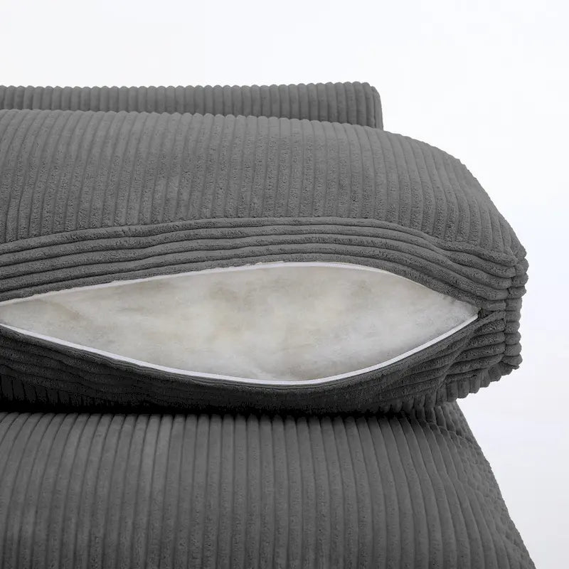 Corduroy Upholstered Armless Accent Chair with Adjustable Headrest