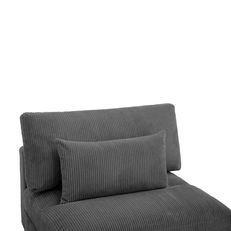Corduroy Upholstered Armless Accent Chair with Adjustable Headrest
