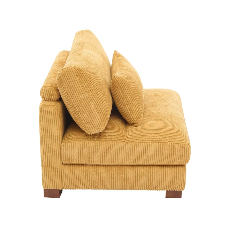 Corduroy Upholstered Armless Accent Chair with Adjustable Headrest
