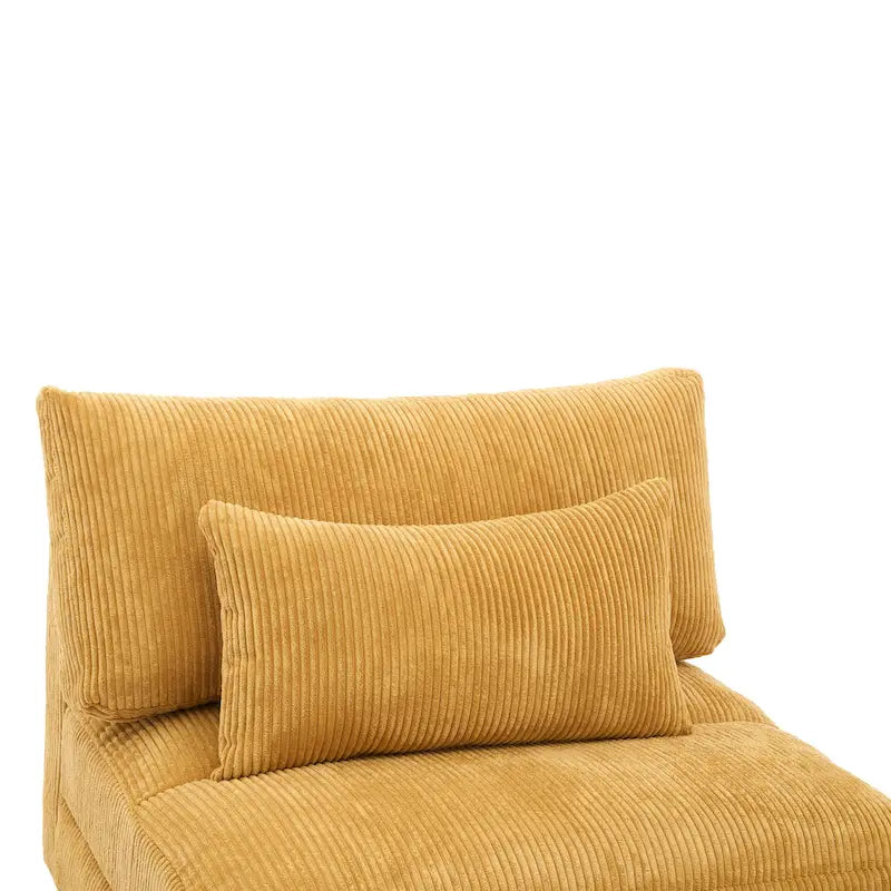 Corduroy Upholstered Armless Accent Chair with Adjustable Headrest