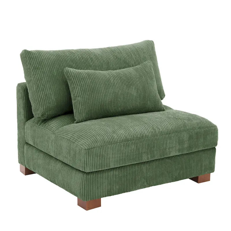 Corduroy Upholstered Armless Accent Chair with Adjustable Headrest