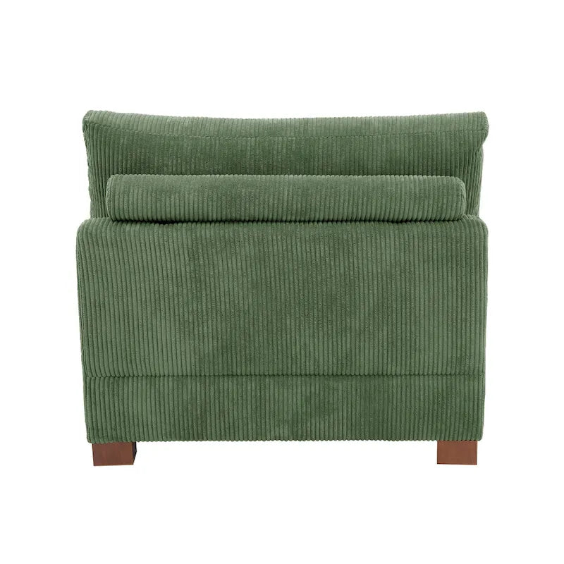 Corduroy Upholstered Armless Accent Chair with Adjustable Headrest