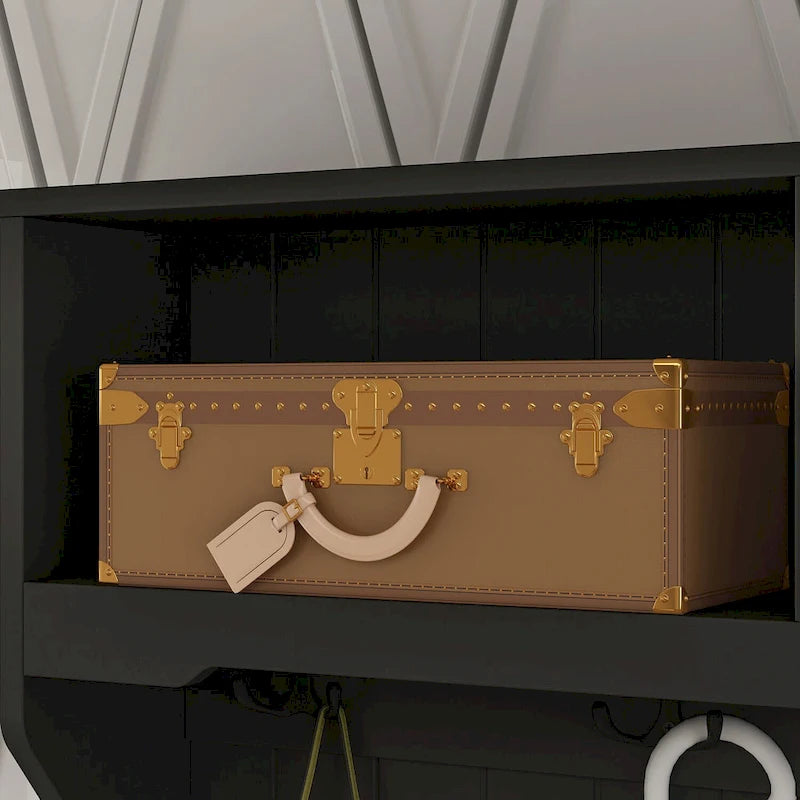 34.3 W 68.5H Hall Tree with Bench and Shoe Storage With Cushion