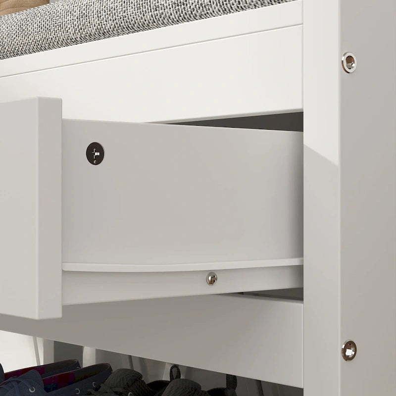 34.3 W 68.5H Hall Tree with Bench and Shoe Storage With Cushion