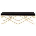 SAFAVIEH Couture Shaista Black Velvet/ Gold Leaf Glam Bench - 59Wx21Dx20H