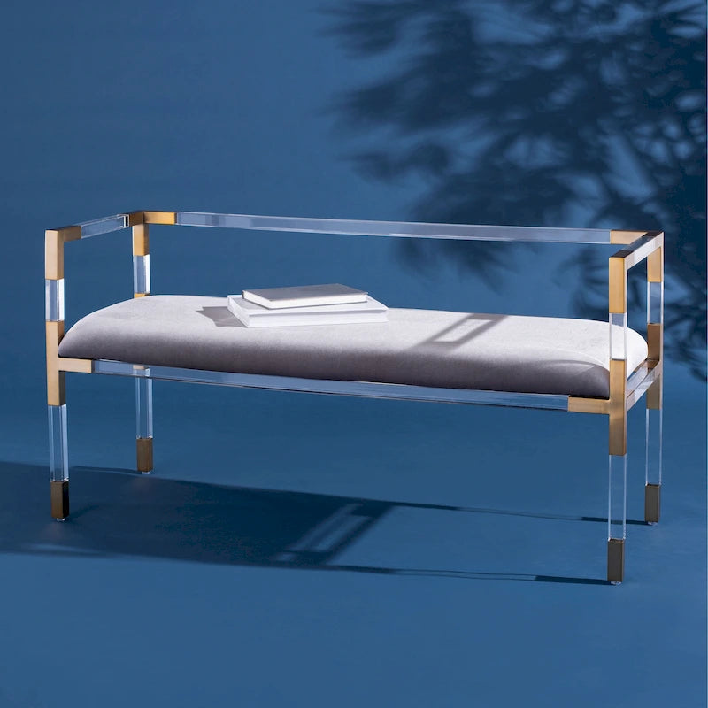 SAFAVIEH Couture Shakti Grey Acrylic Bench - 50Wx18Dx26H
