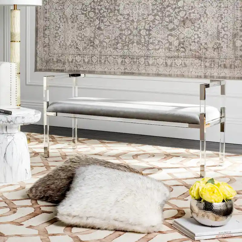 SAFAVIEH Couture Shakti Grey Acrylic Bench - 50Wx18Dx26H