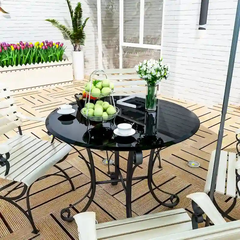 Inch Round Tempered Glass Table Top black Glass Inch Thick Beveled Polished Edge