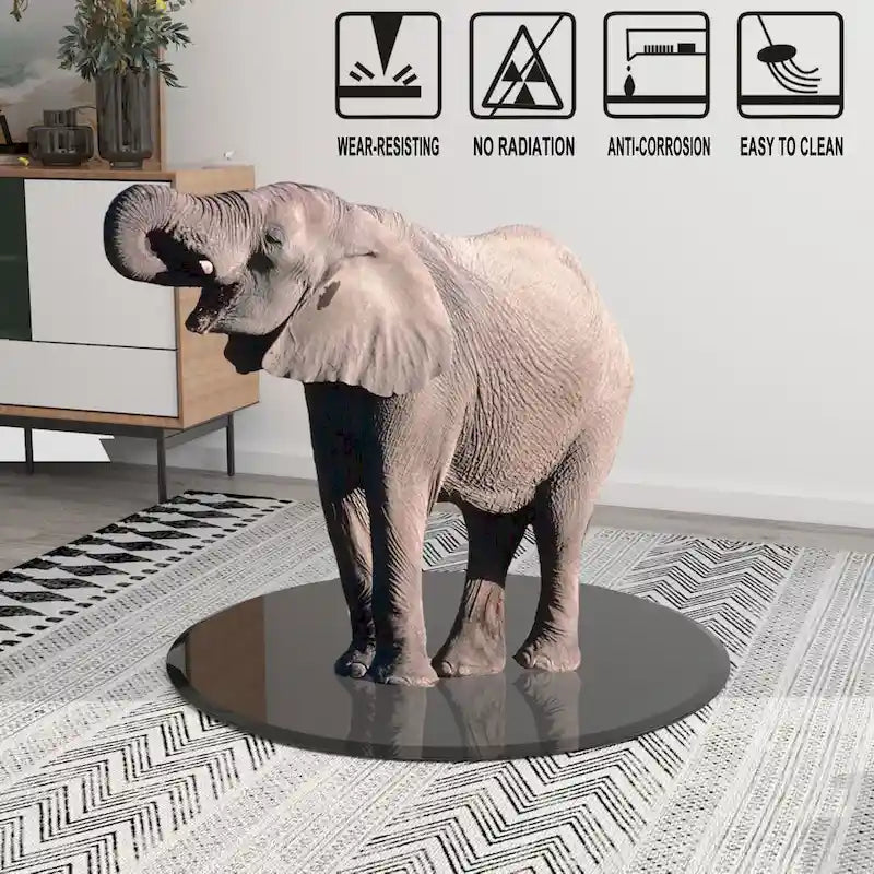 Black Round Tempered Glass Table Top with Beveled Polished Edge