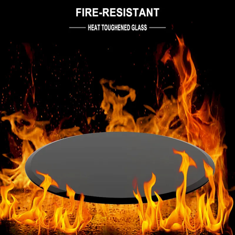 Black Round Tempered Glass Table Top with Beveled Polished Edge