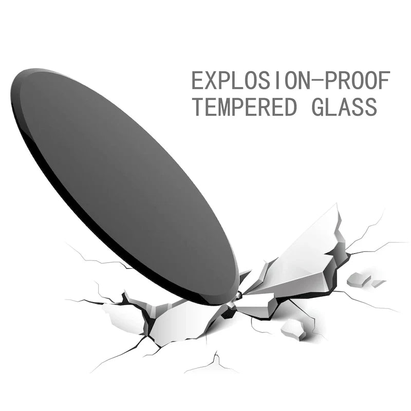 Black Round Tempered Glass Table Top with Beveled Polished Edge