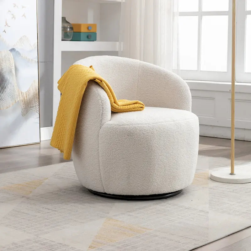 Teddy Fabric Swivel Accent Barrel Chair